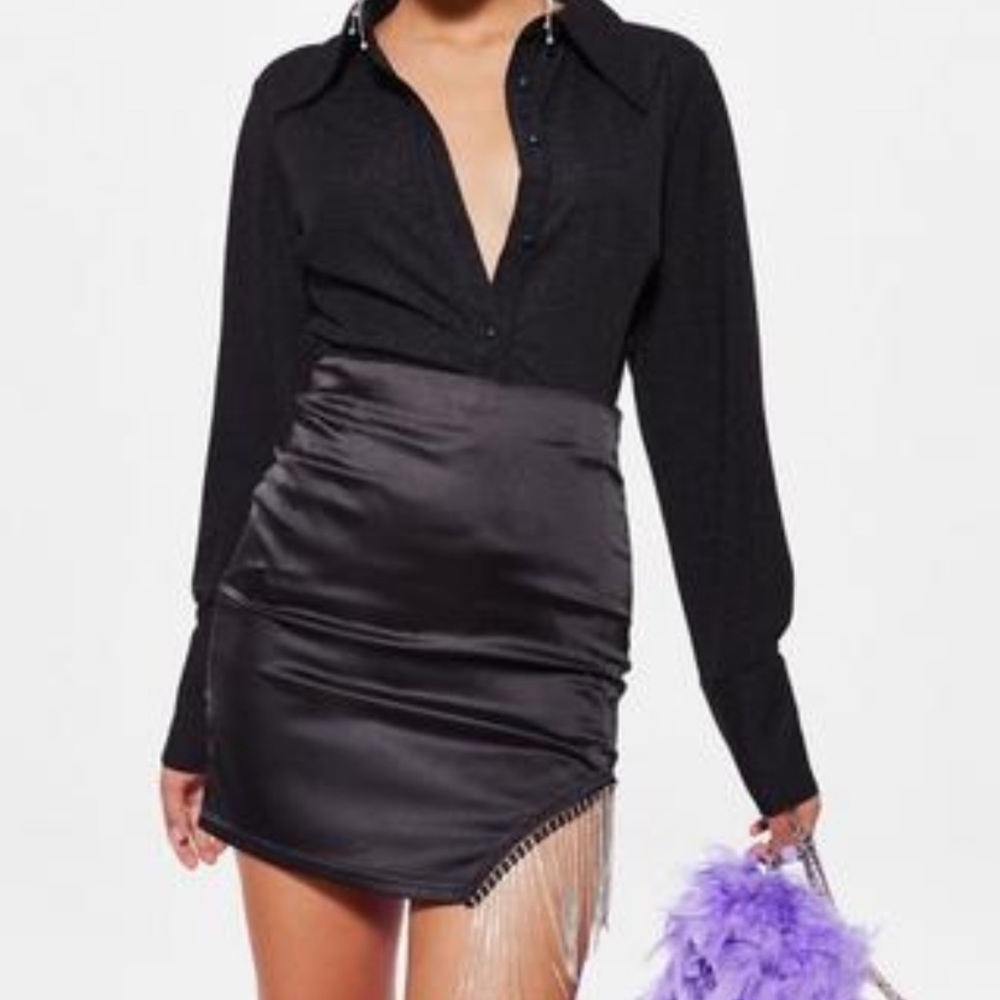 Black glitter tailored shirt, size Small